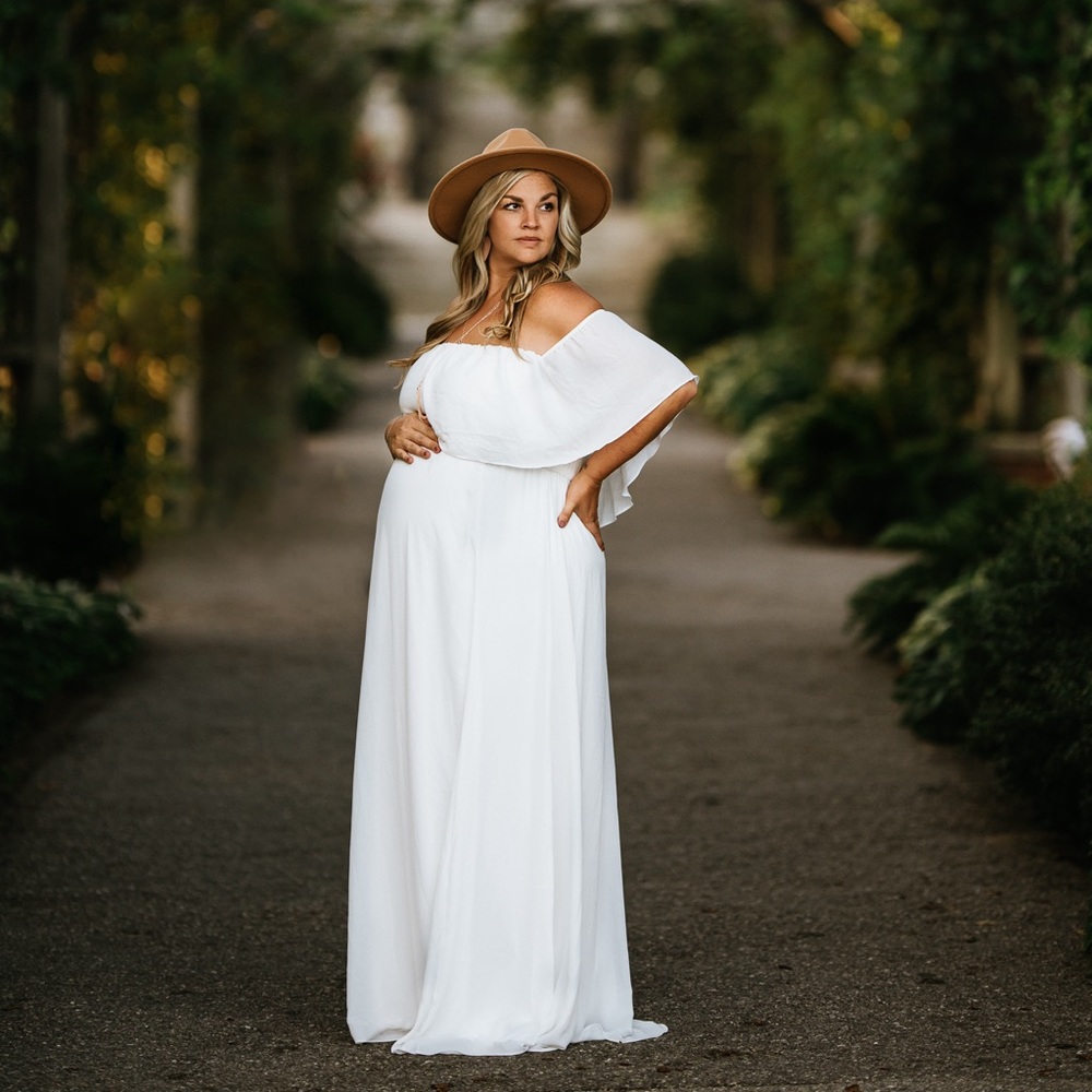 Pink Blush Solid Off Shoulder Maternity Gown. - image 4